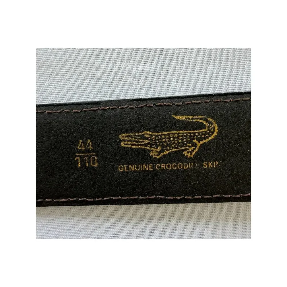 Vintage Genuine Crocodile Skin Belt Made in Italy 44/110 Brown / Gold Buckle